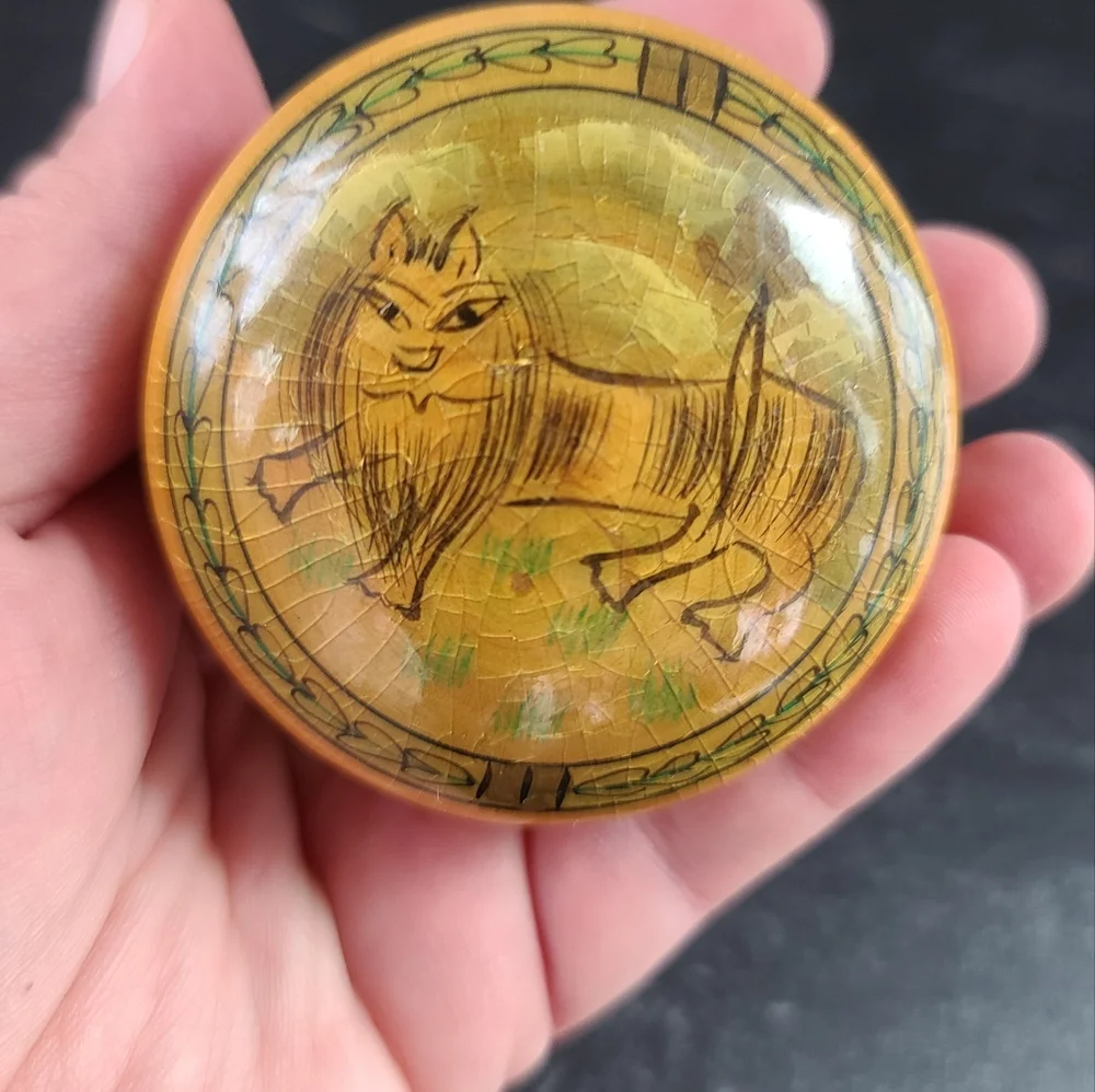 Wooden Mini Cat Trinket Box